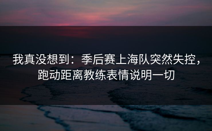我真没想到：季后赛上海队突然失控，跑动距离教练表情说明一切