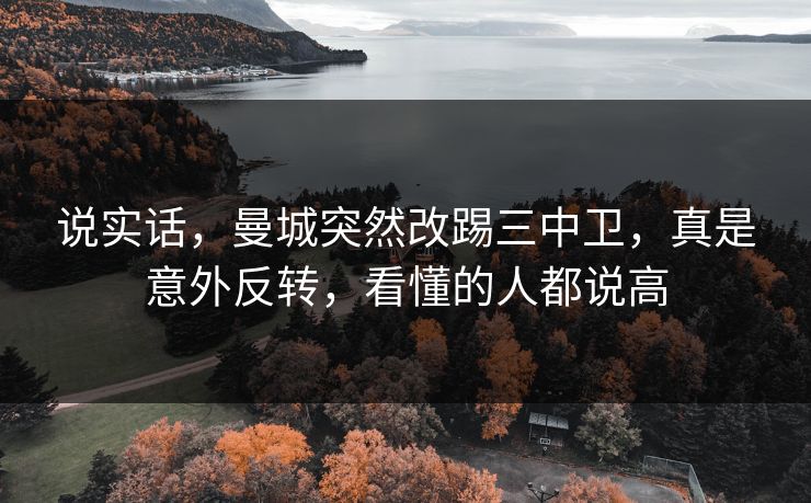 说实话，曼城突然改踢三中卫，真是意外反转，看懂的人都说高